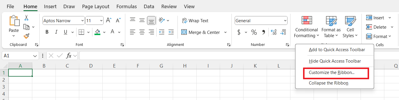 Excel Developer Tab