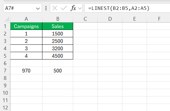 How to Use LINEST Function Excel - Step by Step Guide | MyExcelOnline