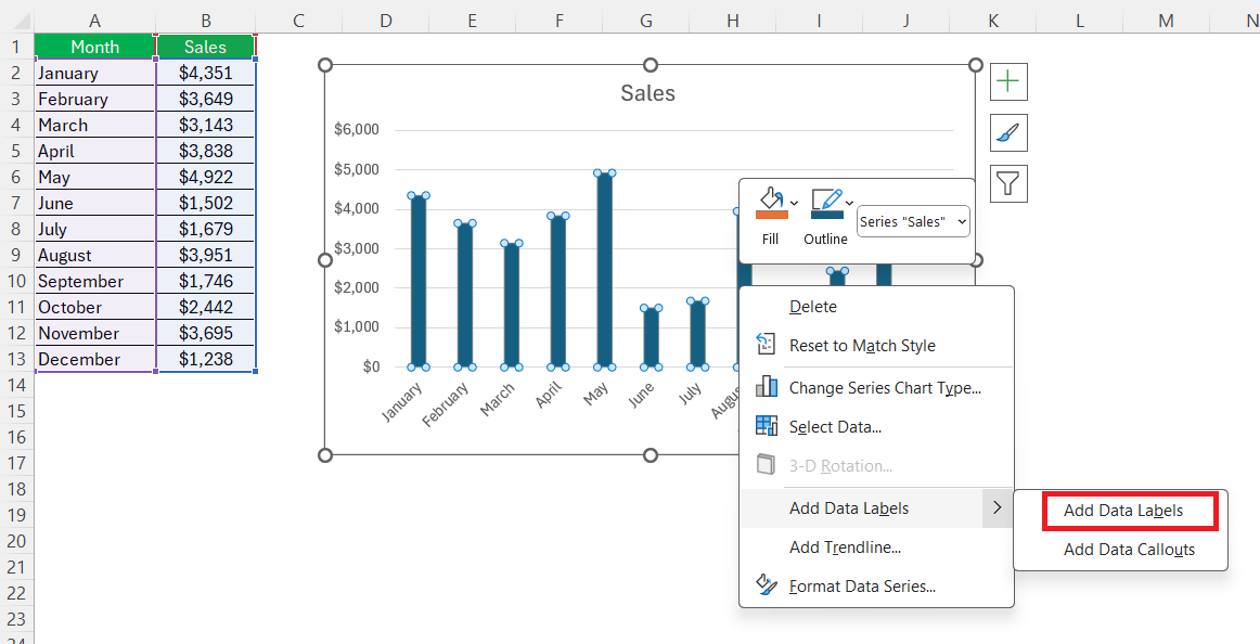 Column Chart in Excel