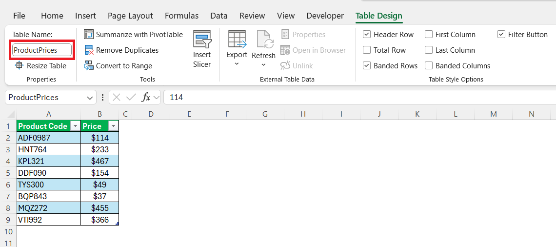 Reference Tables in Excel