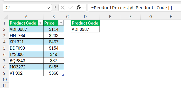 Reference Tables in Excel