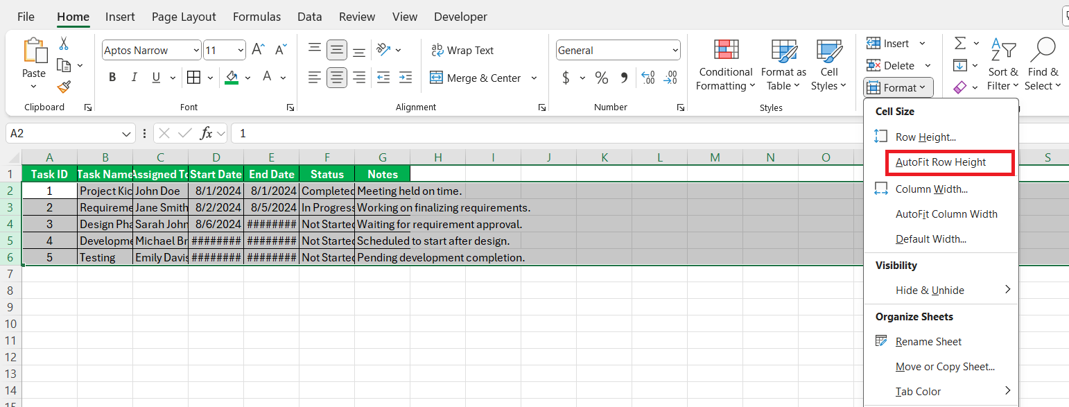 Excel Autofit