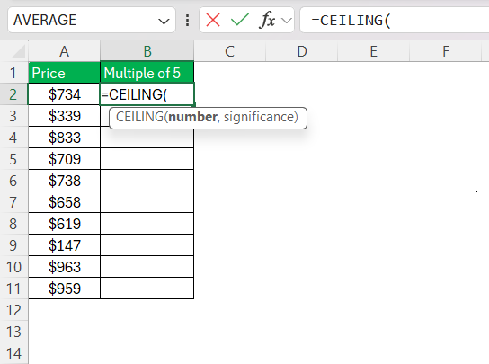 Multiple of 5 in Excel