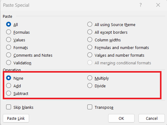 Excel Paste Special