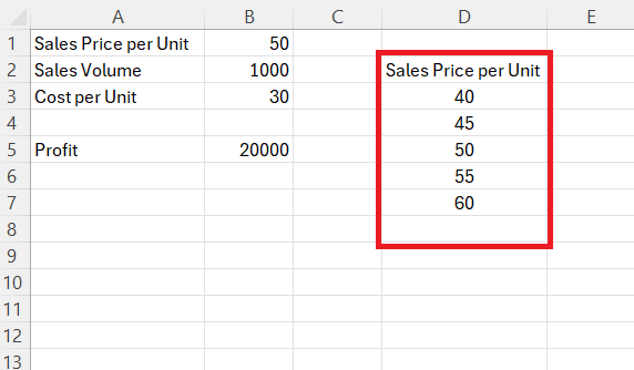 Sensitivity Analysis in Excel