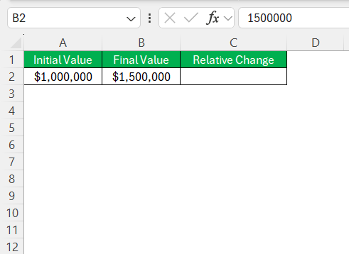 Relative Change Formulas in Excel