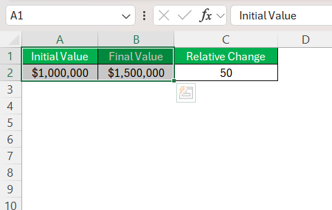 Relative Change Formulas in Excel