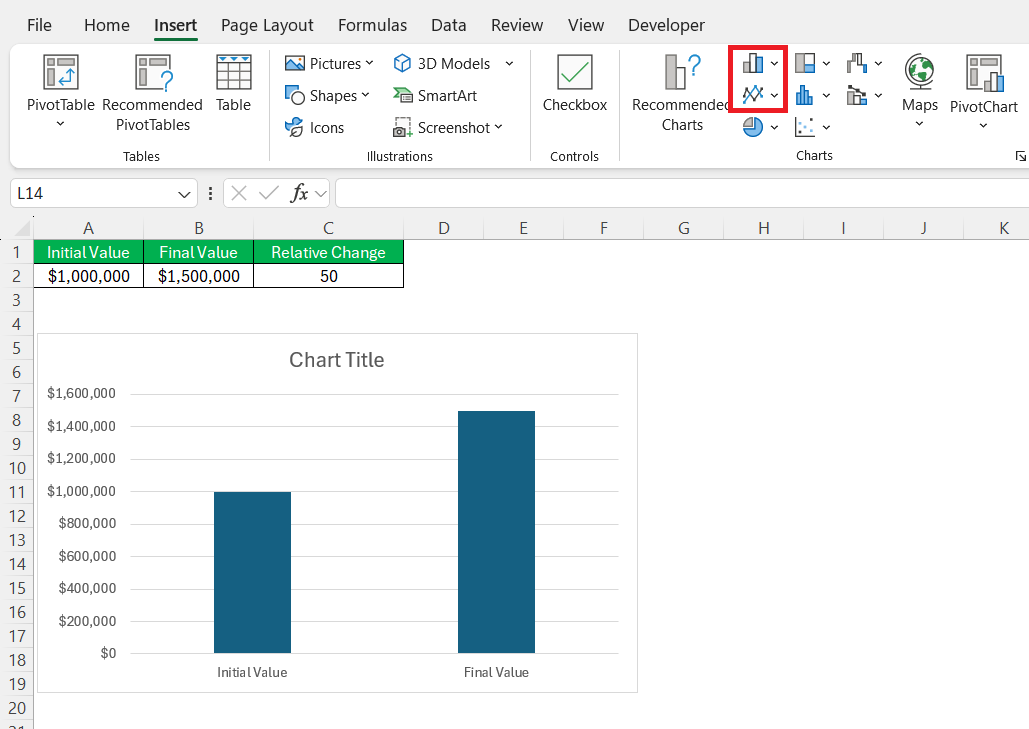 Relative Change Formulas in Excel