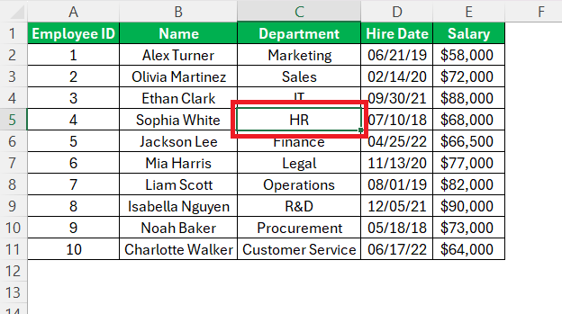 Draw Table in Excel