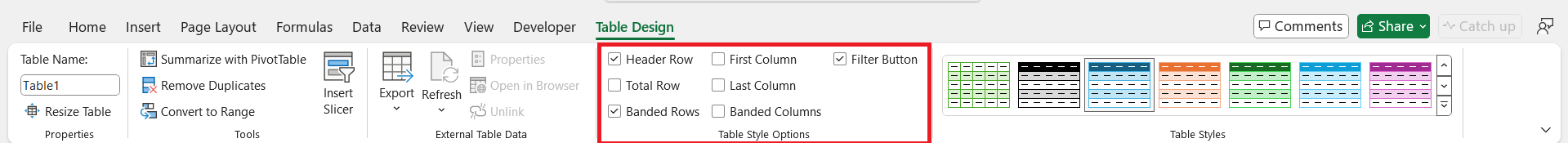 Draw Table in Excel