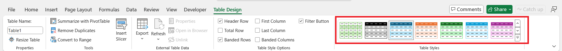 Draw Table in Excel