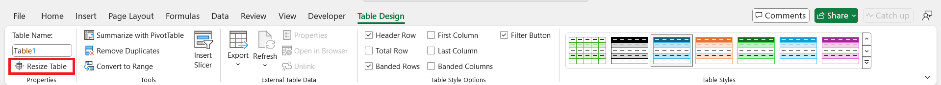 Draw Table in Excel