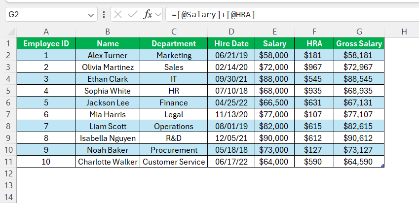 Draw Table in Excel