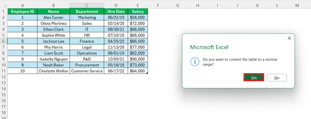 Draw Table in Excel