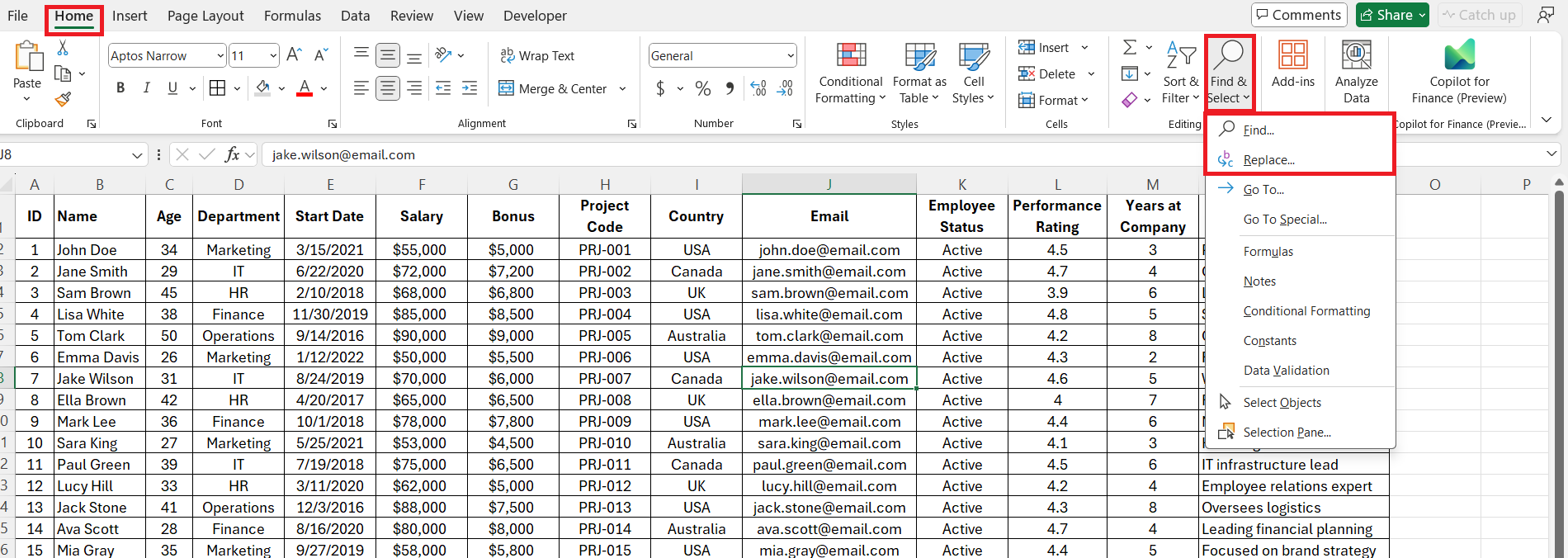 Find and Replace in Excel