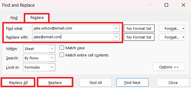 Find and Replace in Excel