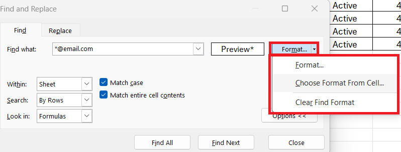 Find and Replace in Excel