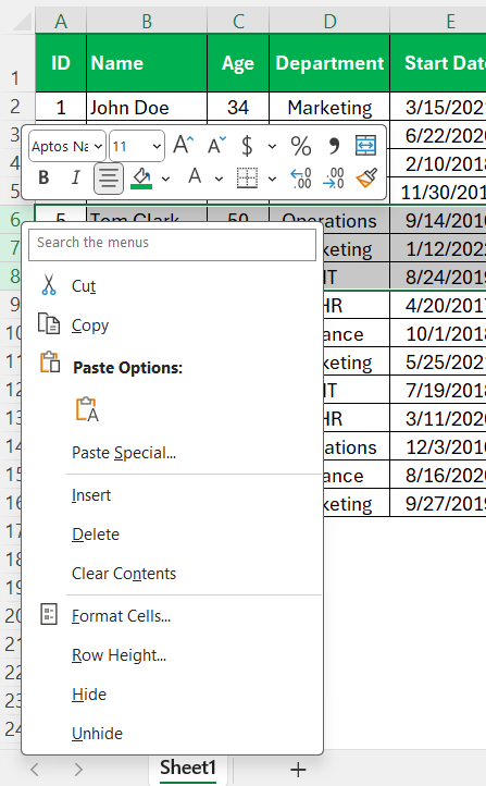 How to Hide Rows in Excel