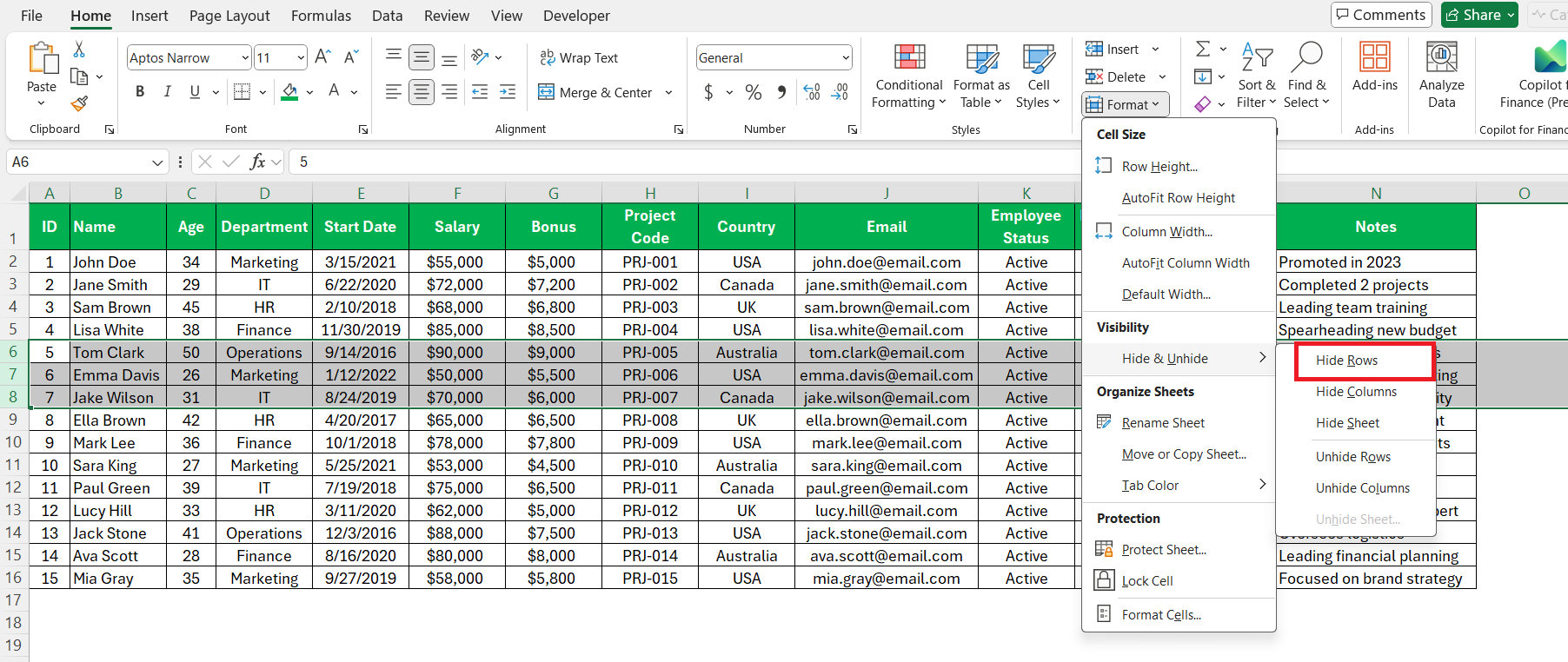 How to Hide Rows in Excel