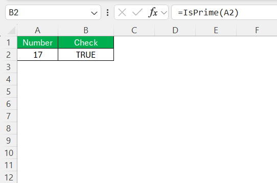 Is 17 prime number in Excel