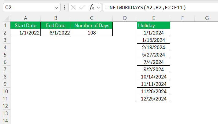 Date Subtraction in Excel