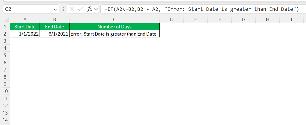 Date Subtraction in Excel