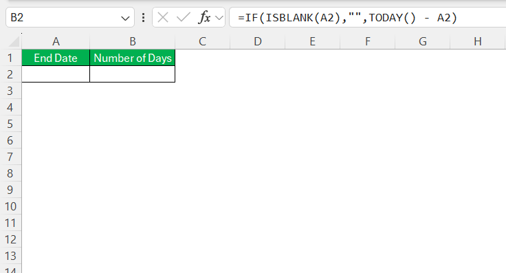 Date Subtraction in Excel