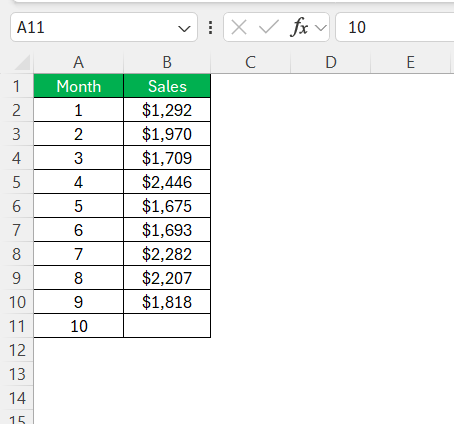 Extrapolating in Excel