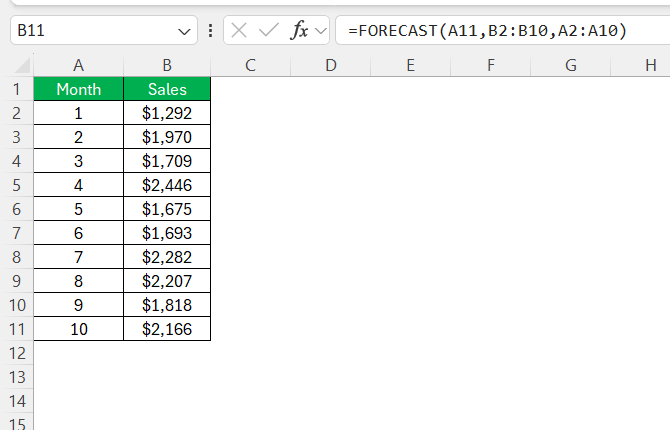 Extrapolating in Excel