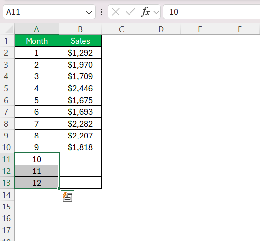 Extrapolating in Excel