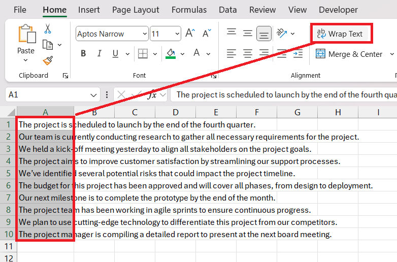 How to Wrap Text in Excel