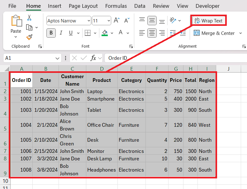 How to Wrap Text in Excel