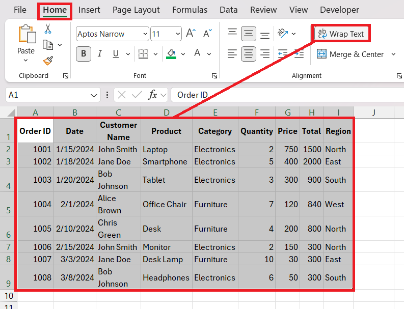 How to Wrap Text in Excel