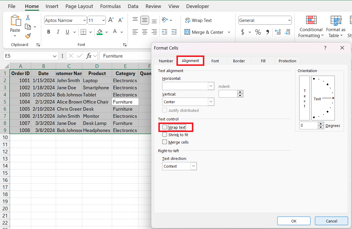 How to Wrap Text in Excel