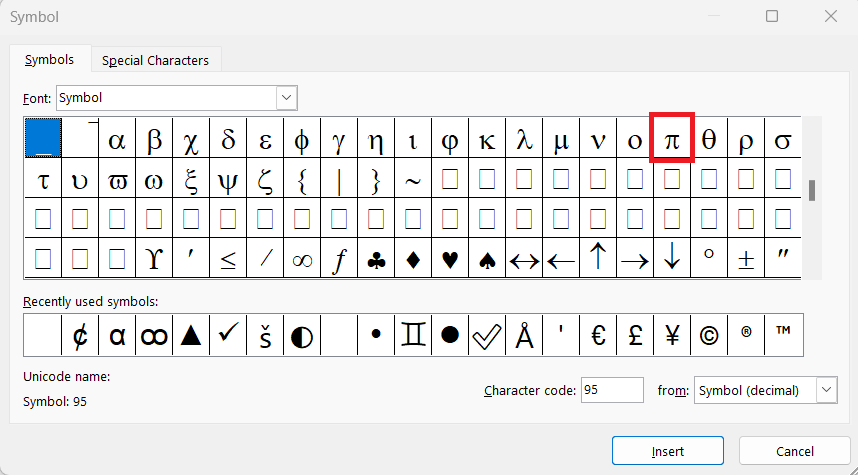 pi symbol
