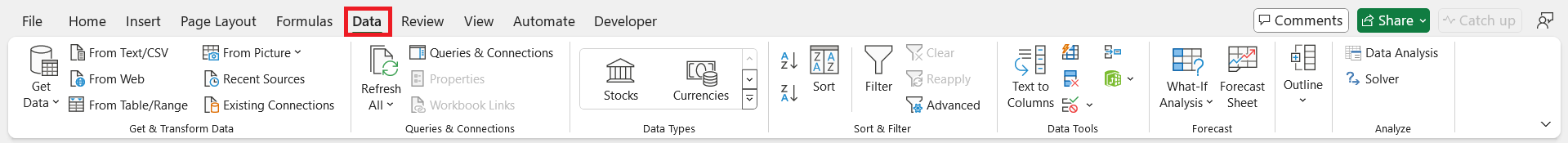 Excel Ribbon Guide