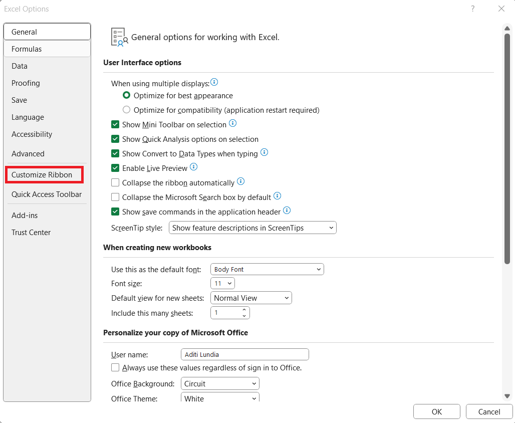 Excel Ribbon Guide