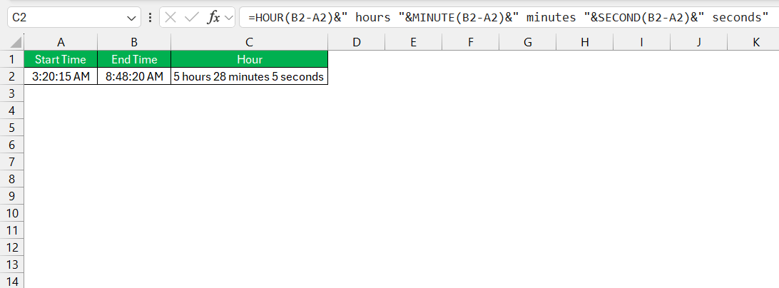 How to Calculate Time Between Two Timestamps in Excel | MyExcelOnline