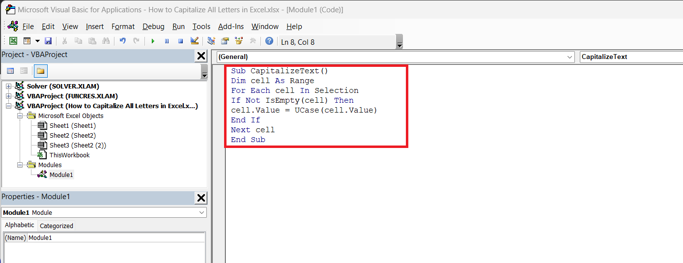 How to Capitalize All Letters in Excel