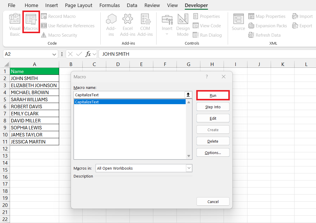 How to Capitalize All Letters in Excel