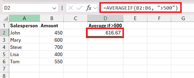 Averageifs in Excel