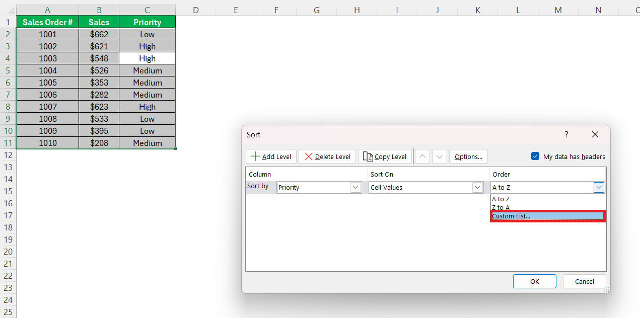 Define Sort Function in Excel - Step by Step Guide | MyExcelOnline