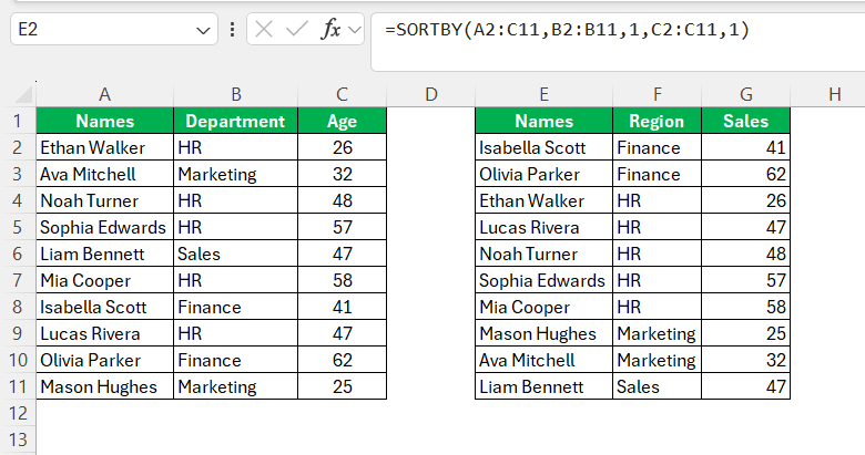 Define Sort in Excel