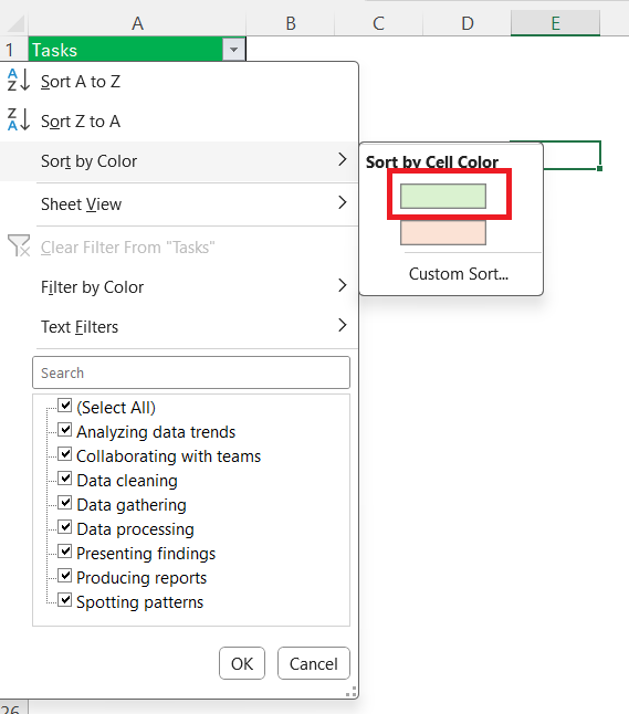 Define Sort in Excel