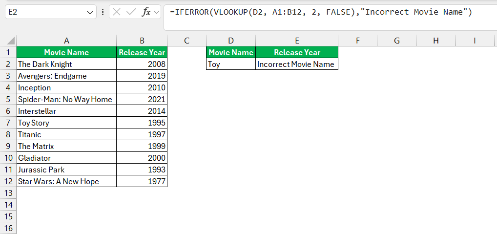 VLOOKUP Examples