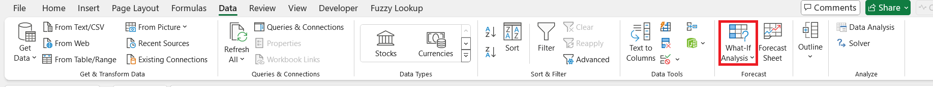 Scenario Manager Excel