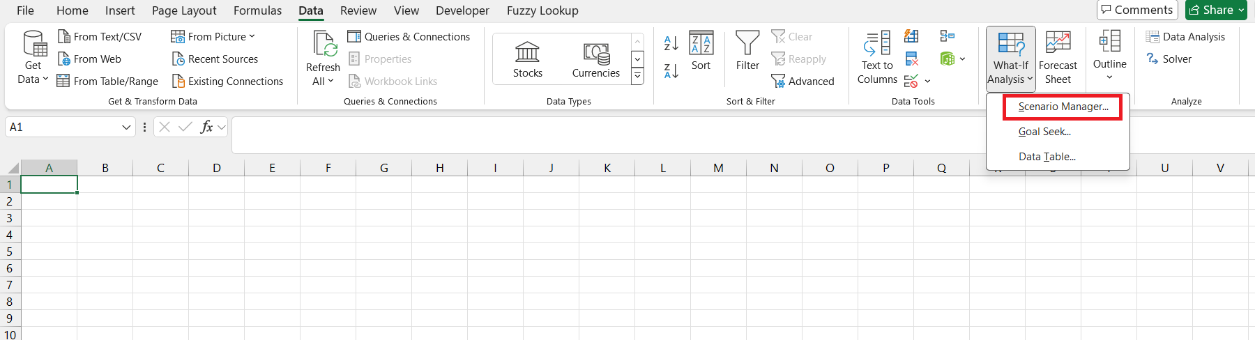 Scenario Manager Excel