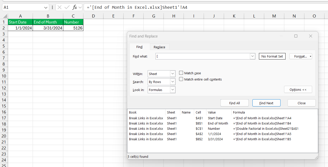 Break Links in Excel