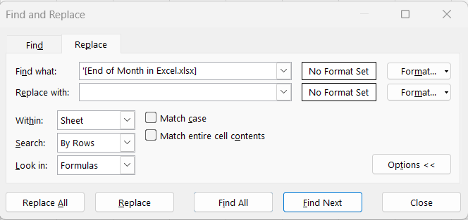 Break Links in Excel