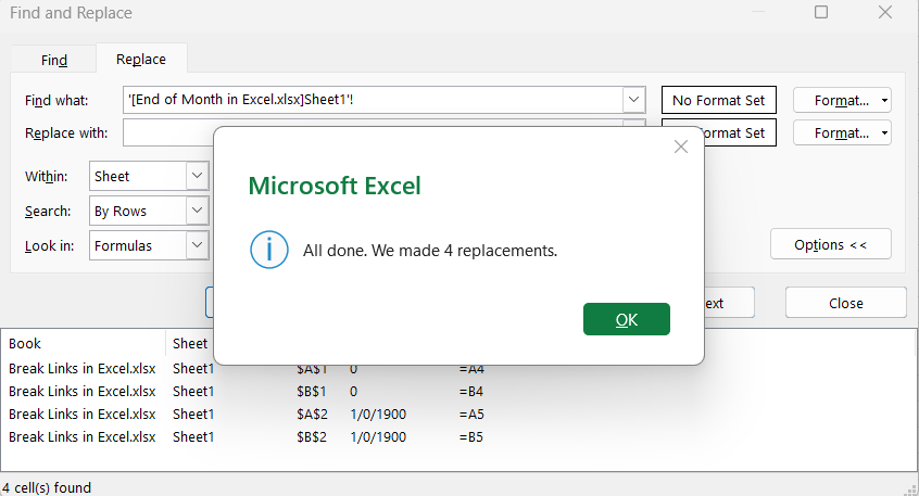 Break Links in Excel